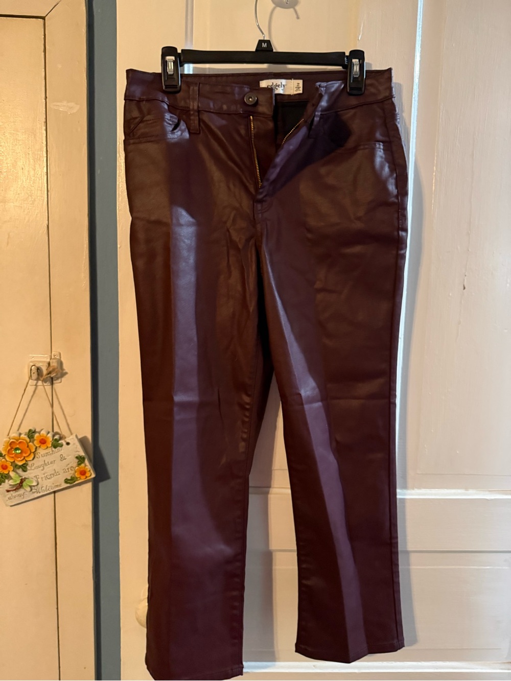Maurices EDGELY Burgundy Faux Leather Ankle Pants